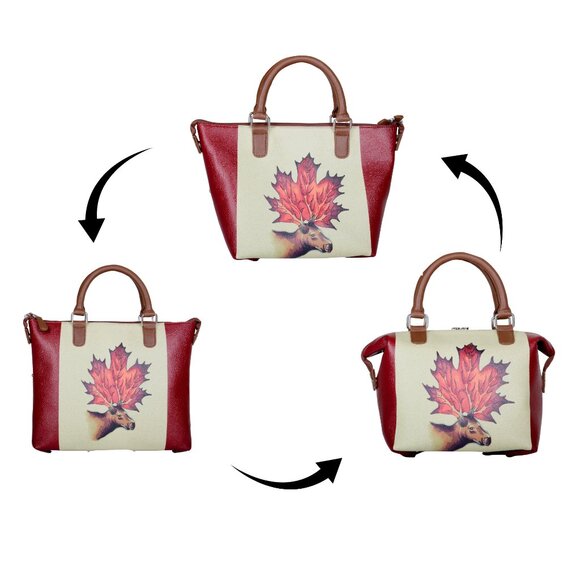 Printed Leather 3-in-1 Convertible Top Handle Crossbody Bag for Women- Daily Use - Picture 2 of 16